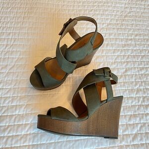 Green Suede Sandal Wedge  |  Indigo Rd.